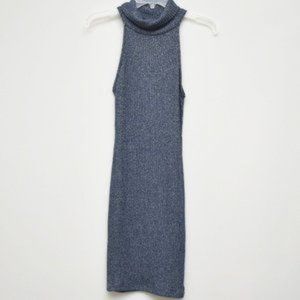 TOPSHOP High Collar Navy Sleeveless Knit Dress